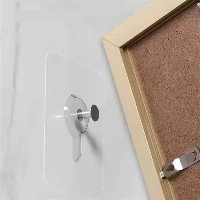 Ganchos de pared autoadhesivos para marco de fotos, colgadores de clavos transparentes, adhesivos fuertes para reloj, 50/10 piezas