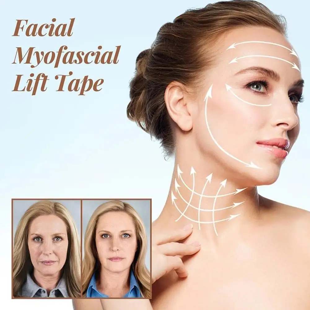 100 قطعة من ملصقات شد الوجه، أشرطة شد الوجه على شكل حرف V، ملصقات شفافة لشد الوجه #4