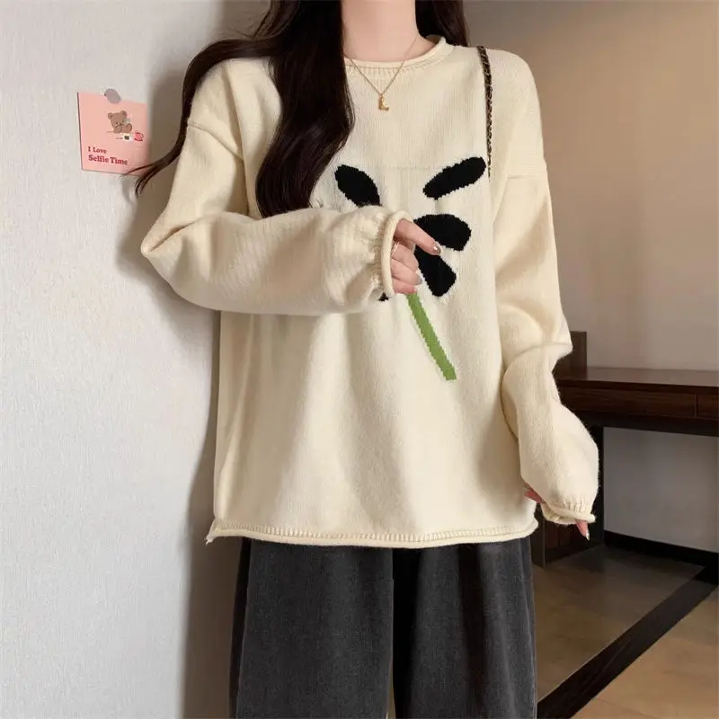 

Western-style Knitted Sweaters Autumn Winter New Women's Fashion Loose Bottoming Shirts Trendy Tops