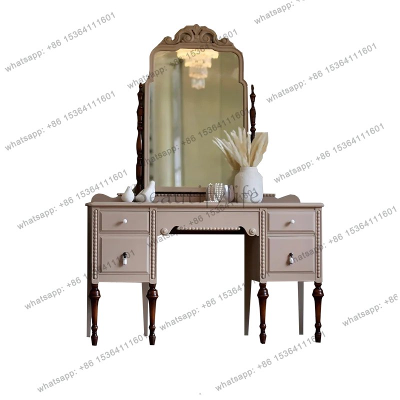 

French European retro dresser solid wood carving American country princess makeup table