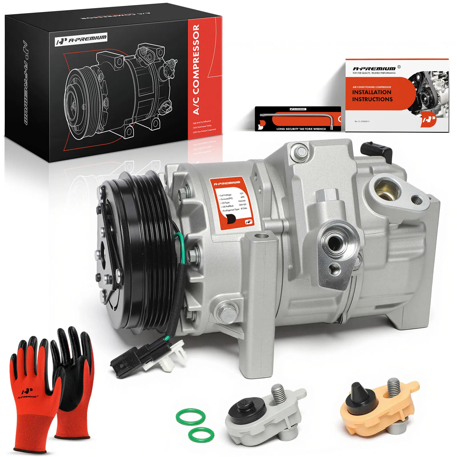 A-Premium AC Compressor with Clutch for Ford Transit-150 Transit-250 Transit-350 Transit-350 HD 2020-2024