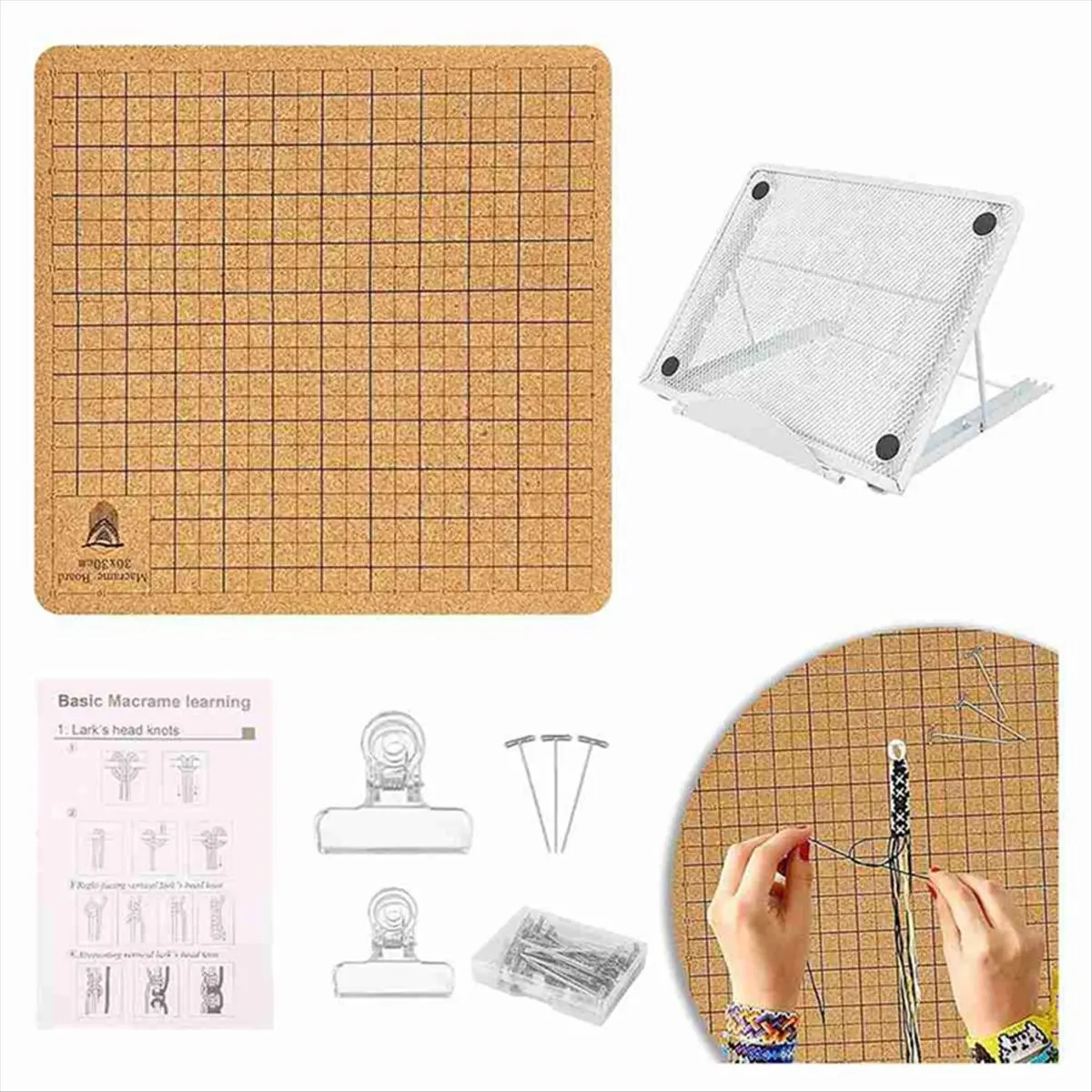 BAAQ Braiding Board and Pin Set with Holder Double Sided Braiding Board,for Braiding Bracelets,Knotting Rope Macrame Kit