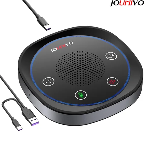 Altavoz de conferencia USB, micrófono con parlantes, altavoz con micrófono con zoom omnidireccional con indicador LED, control de volumen y silencio