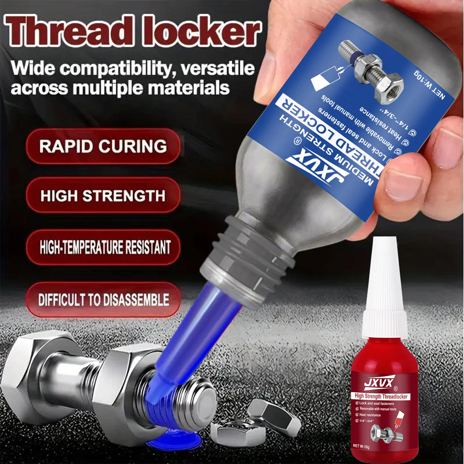 

243/271 thread lock blue medium strength, locking and sealing nuts, bolts,fasteners and metal, can prevent loosening and leakage