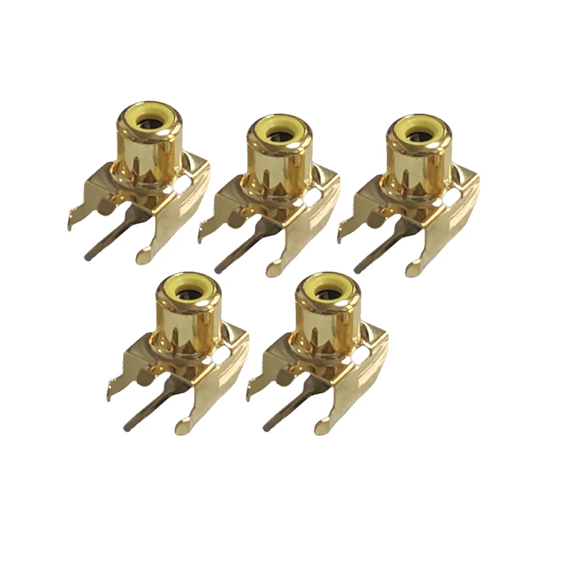 5PCS 90Degree Golden RCA Female Stereo Audio Jack AV Audio Input Socket Connector One Hole RCA-103