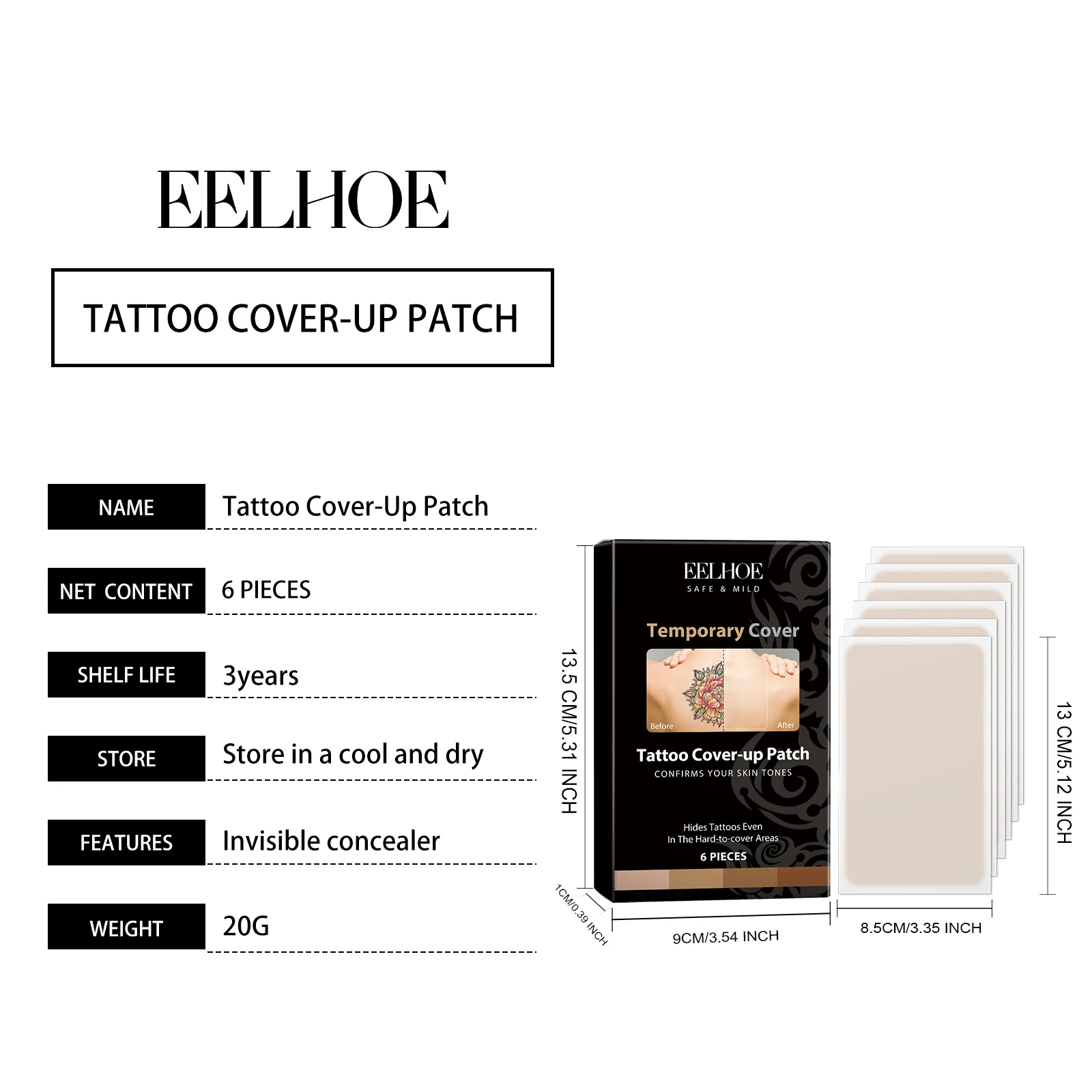 インビジブルコンシーラーパッチ：毎日の保護に、通気性、快適性、高粘着性、長持ち、肌を隠すパッチ