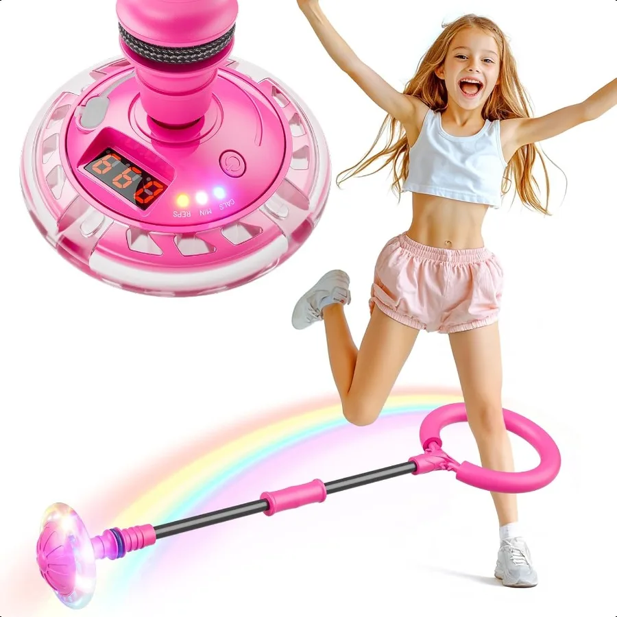 

Flooyes Skip Ball for Ankle Skip Ball Toy with Counter Timer and Cal Calculator Girl Birthday Gifts for Age 6 7 8 9 10+ Recharg