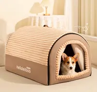 Cama cálida de invierno para mascotas, plegable, estilo sofá, casa para perros, cueva cerrada, nido, villa extraíble para gatos y perros, suministros para mascotas