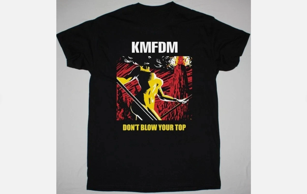 Vintage Black KMFDM Band T-shirt, DON'S T BLOW YOU TOP Fan Casual T-shirt Street Style Outdoor Daily Outfit