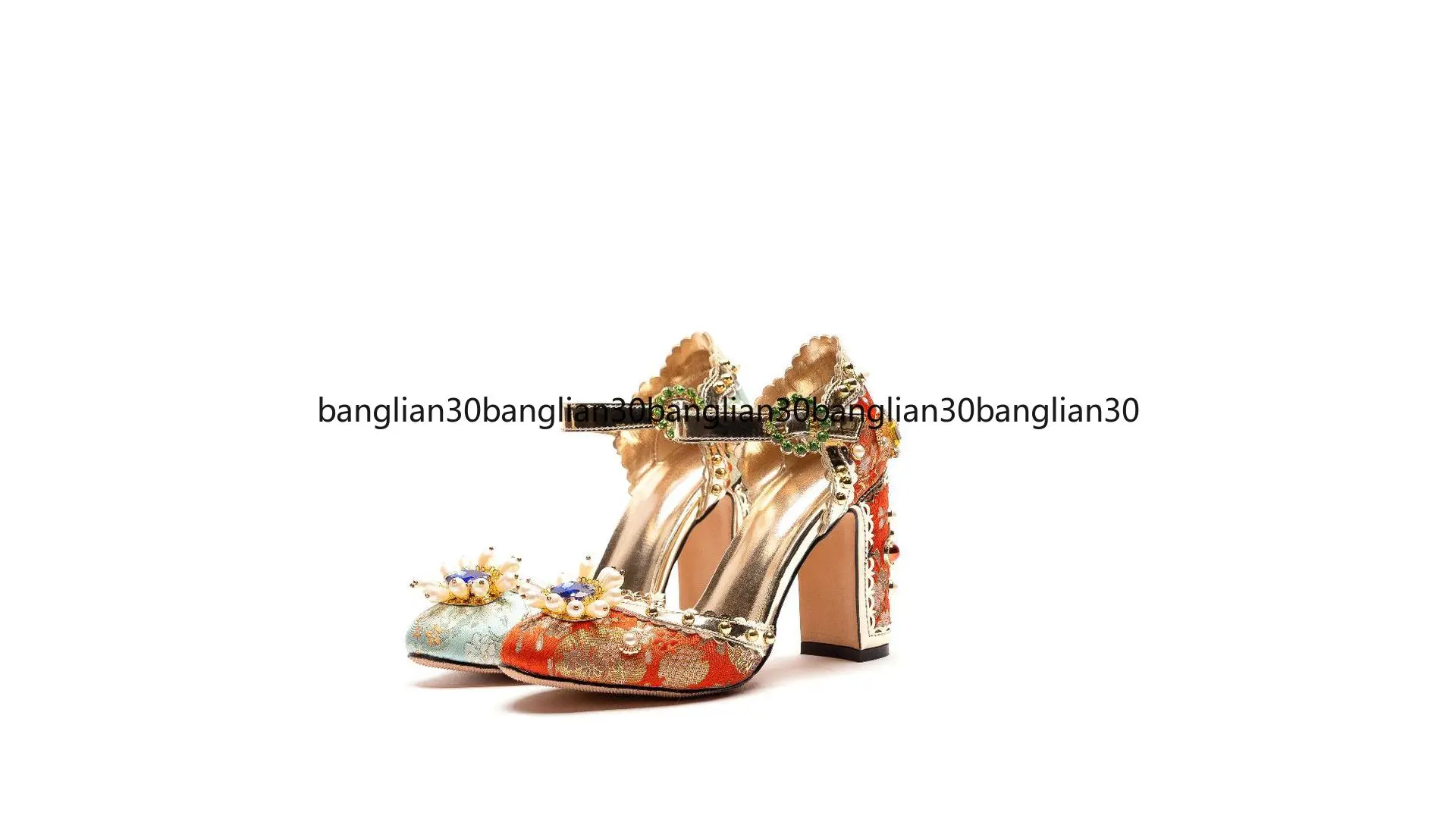 

Cross-border Rhinestone Hollow Sandals Women's Shoes Thick Heel Bag Head Heel with Buckle