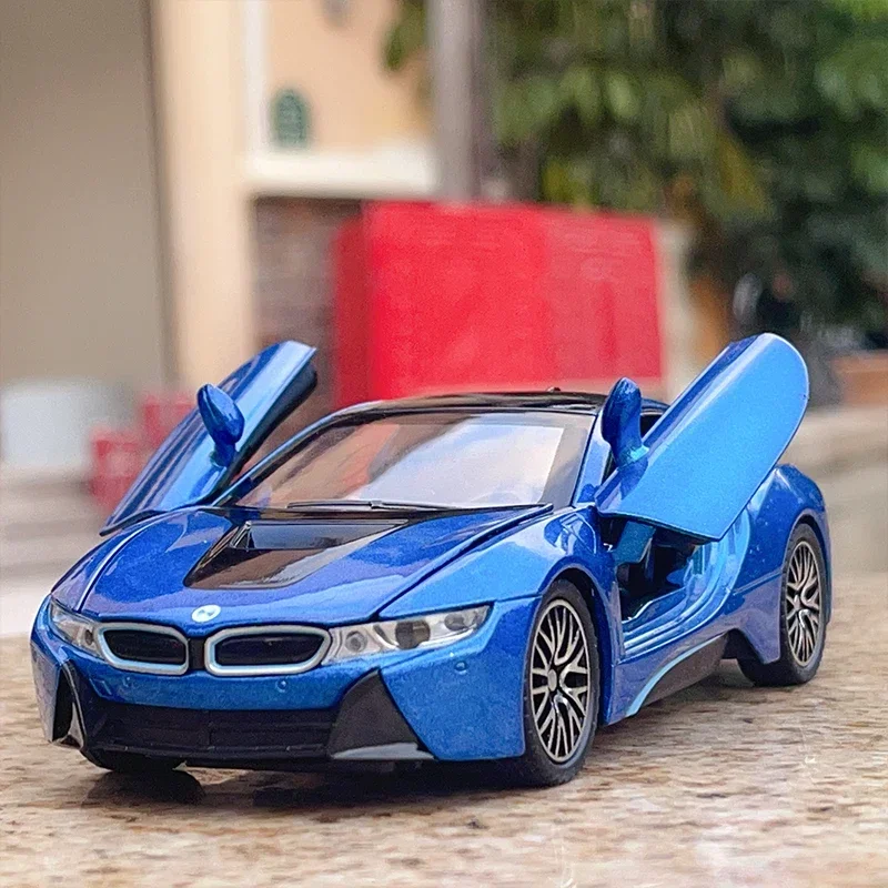 1:32 BMW I8 Supercar Alloy Car Diecasts & Toy Vehicles Car Model Sound and light Car Toys For Kids Gifts