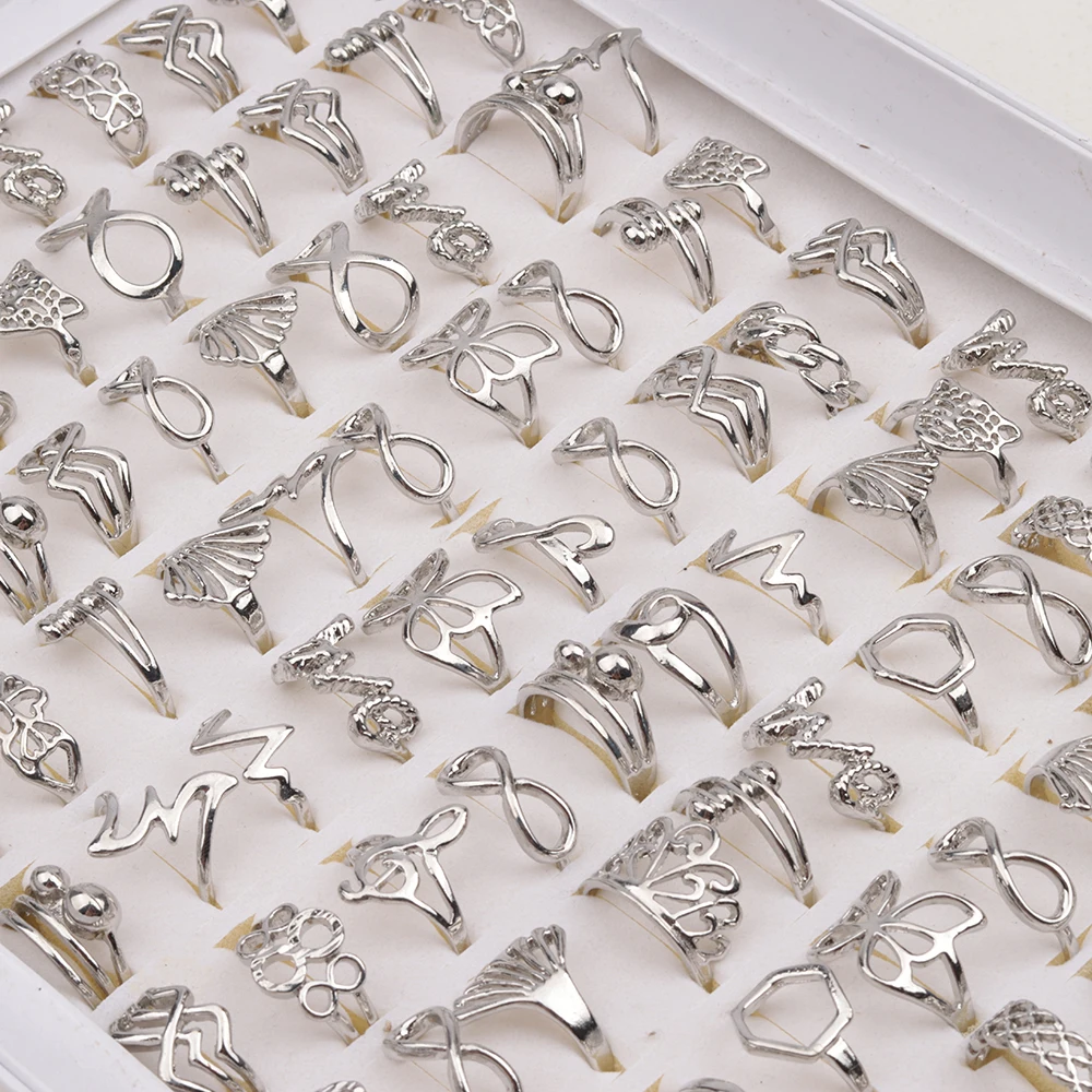 20Pieces/Lot Carved Flowers Animal Vintage Alloy Rings Women Charm Luxury Party Gift Hollow Out Accessory Jewelry Set