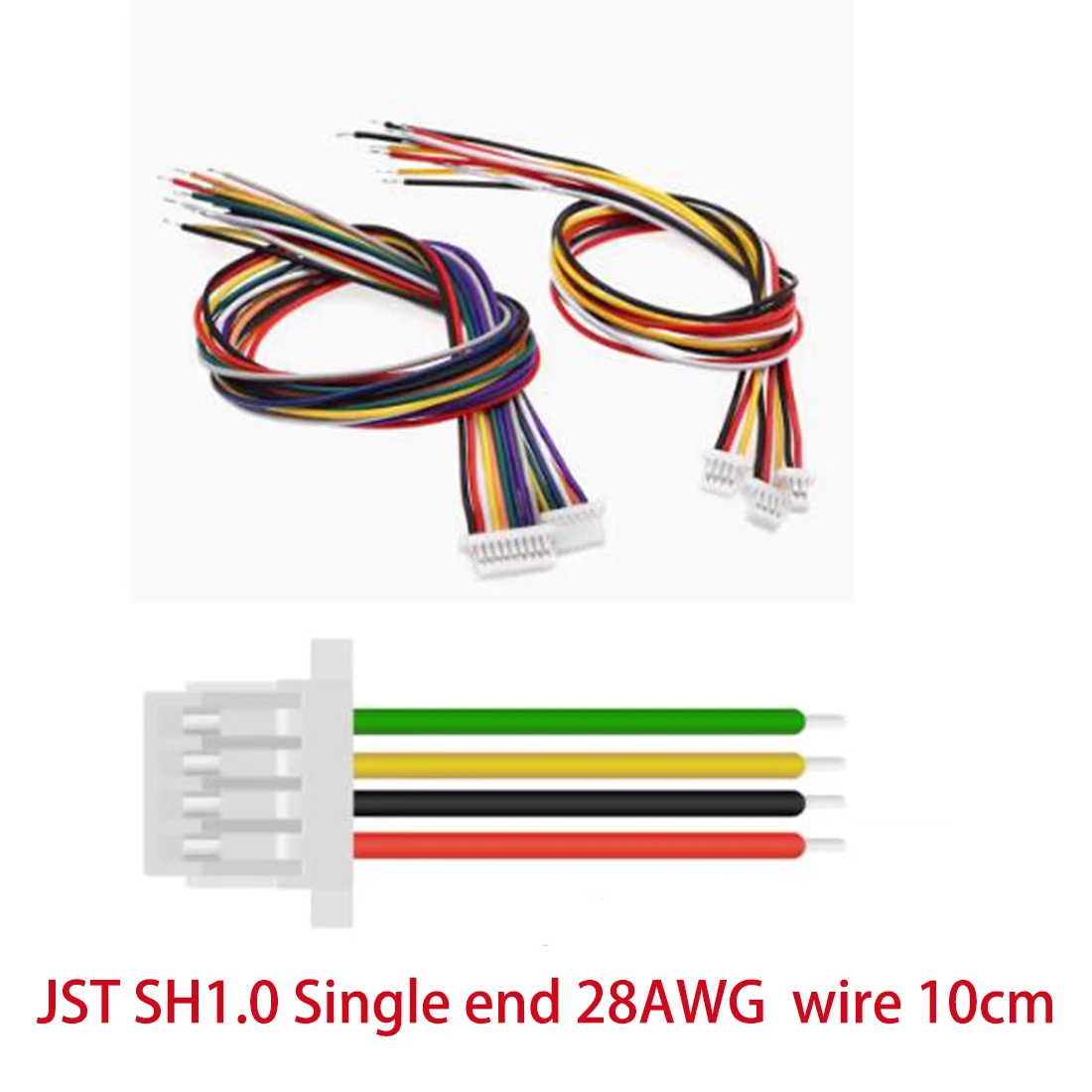 Lots of 10pc JST SH1.0MM Pitch  2/3/4/5/6/7/8/9/10PIN Terminal Electronic Wire Cable 28AWG 10cm Long Single End NEW