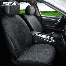 SEAMETAL Linen Car Seat Cover Breathable Flax Auto Seat Cushion Sweatproof Airbag Compatible Seat Protector for Suv Sedan Truck
