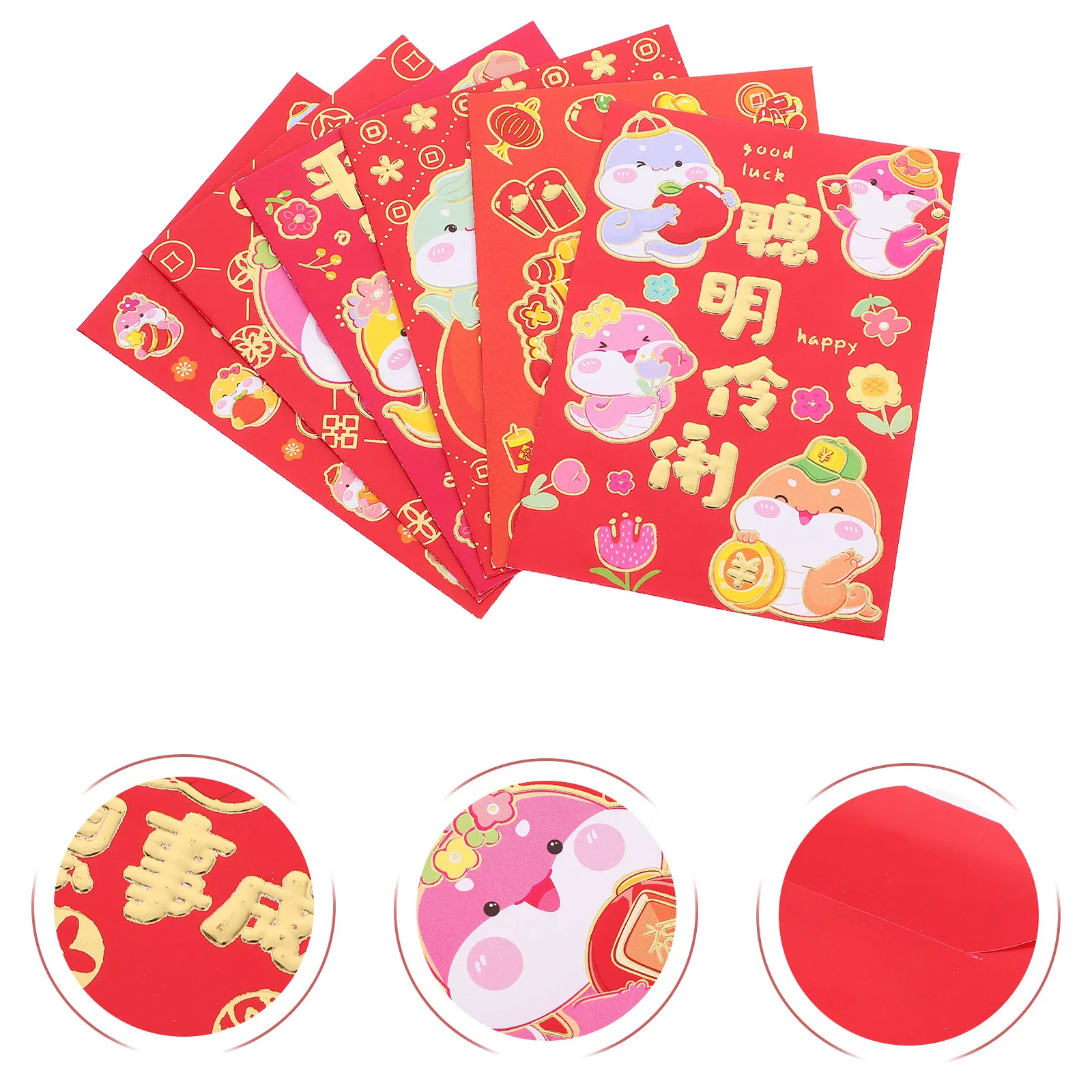 

36Pcs Cartoon Red Envelopes Paper Stable Chinese New Year Lucky Money Envelopes Multi-Purpose Lunar New Year Packets