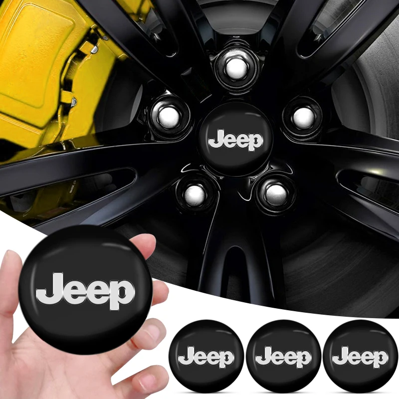 

56MM 4Pc Car Wheel Center Hub Caps Protector Badge For Jeep Wrangler Grand Cherokee Compass Renegade Tyre Stem Air Caps