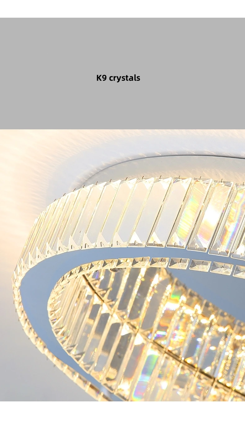 Living Room LED Ceiling Lamp K9 Crystals Dimmable Light