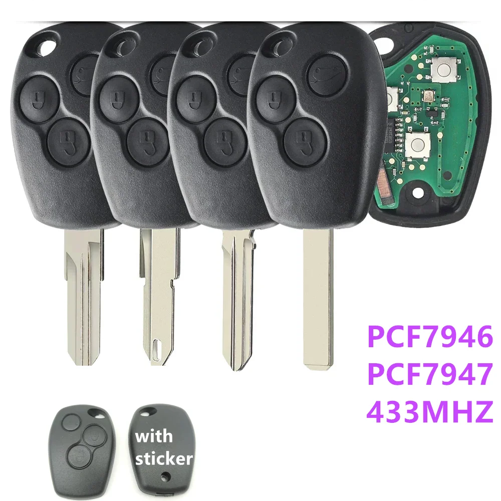 1PCS 3 button Remote Key 433MHz PCF7946 PCF7947 Chip For Renault Duster Modus Clio 3 Twingo DACIA Logan Sandero Kangoo