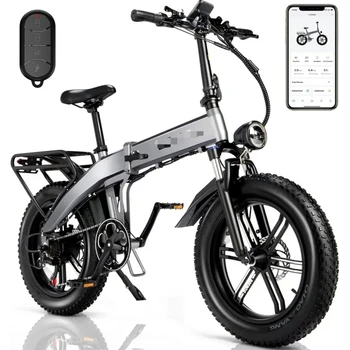 Image Electric Bike 1200/1400W Peak, 28MPH 60 Miles,720WH Battery 20x 4.0 Fat Tire Folding Ebikes for Adults Foldable with