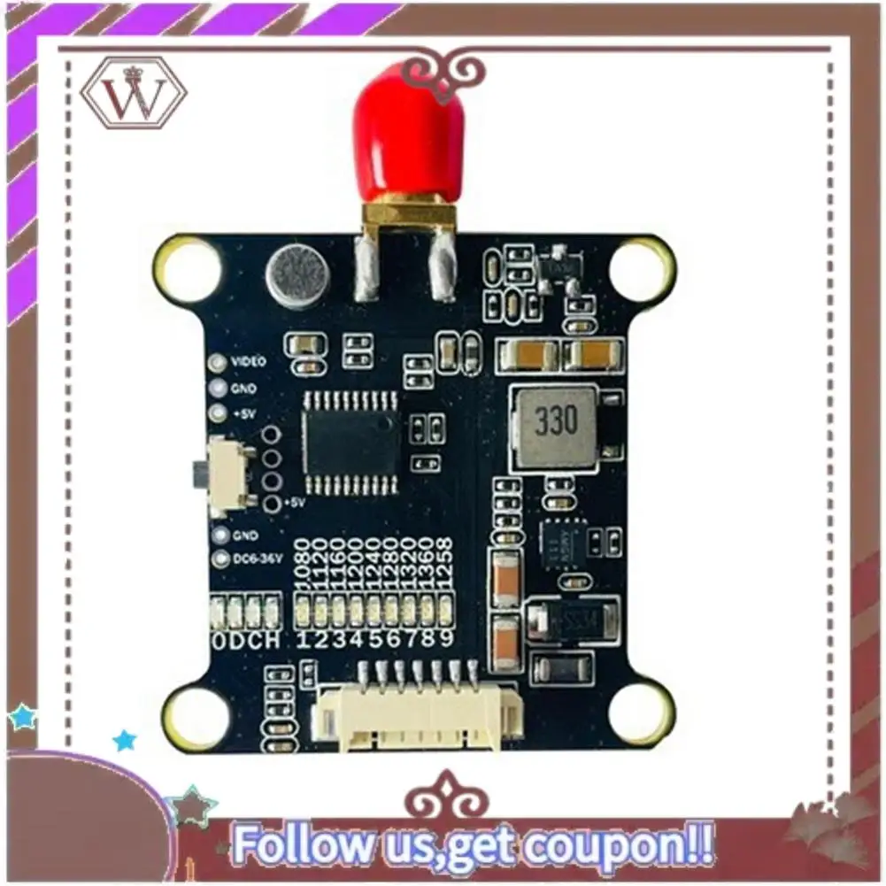 

ABBG-1.2G 1.6W VTX 1600Mw 9 Channels FPV Video Audio Transmitter 7-36V For FPV RC Racing Drone