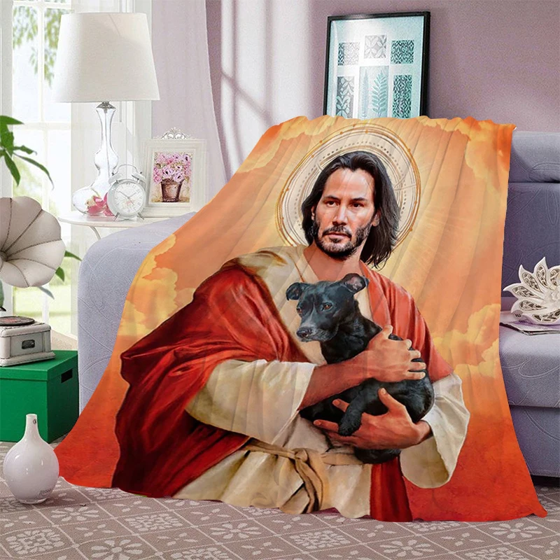 Nap Blanket Sofa Winter King Size B-Keanu B-Reeves Warm Bed Fleece Camping Custom Fluffy Soft Blankets Microfiber Bedding