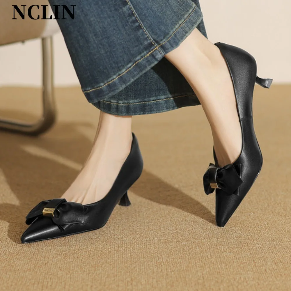 

High Heels Shoes Women White Wedding Shoes Thin High Heels butterfly-knot Fashion Party black Pumps Footwear Big Size 34-40