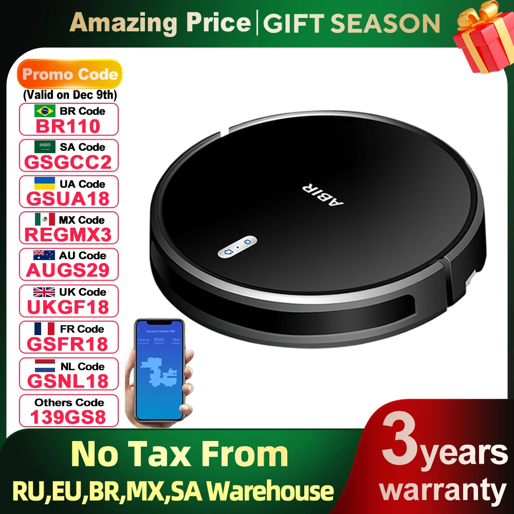 ABIR G20S Robot Vacuum Cleaner,Map Memory,6000Pa Suction,Remote Upgrade, Electric Wet Mop,WIFI APP Smart Floor Washing for Home