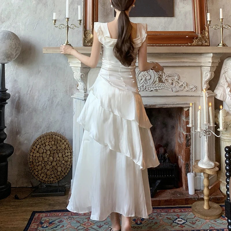 Luxe Witte Jurk Vrouwen Lange Maxi Party Zeemeermin Jurk Off-De-Schouder Zomer Backless Ruches Jurk Vrouwelijke 2026 nieuwe Vestidos