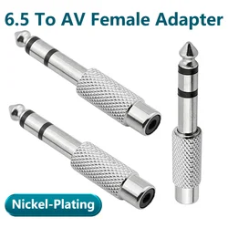 Slivery Metal RCA Female to 6.35mm Male Plug 3 Pole TRS Audio Adapter RCA Jack Socket to 6.35mm Stereo Connector