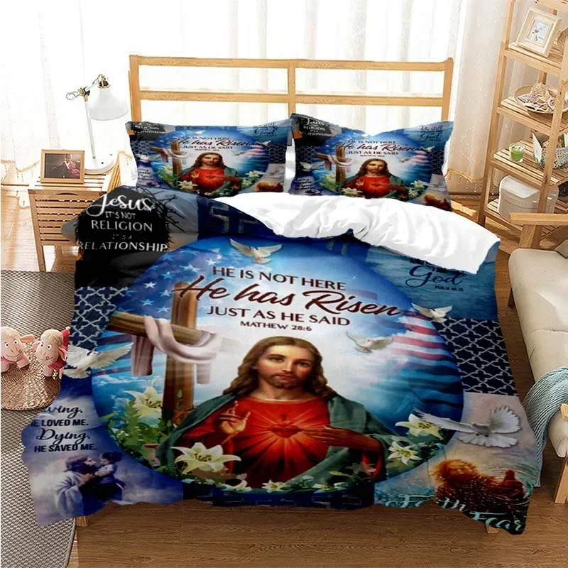 Virgin Mary Jesus Comfortable Duvet Quilt Cover Pillowcase Bedding Set Children Bedroom Decoration Home Textile