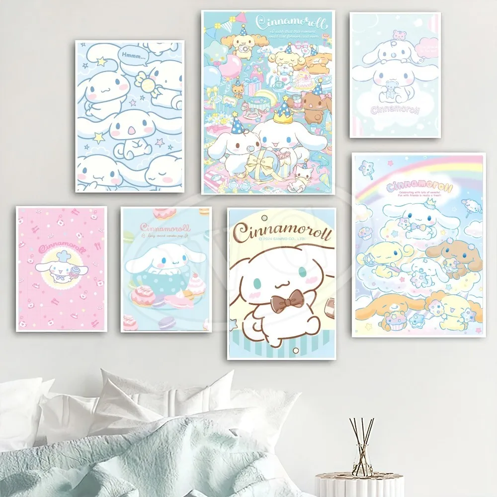 MINISO Sanrio Cinnamoroll Poster Home Room Decor Livingroom Bedroom Aesthetic Art Wall Painting Stickers