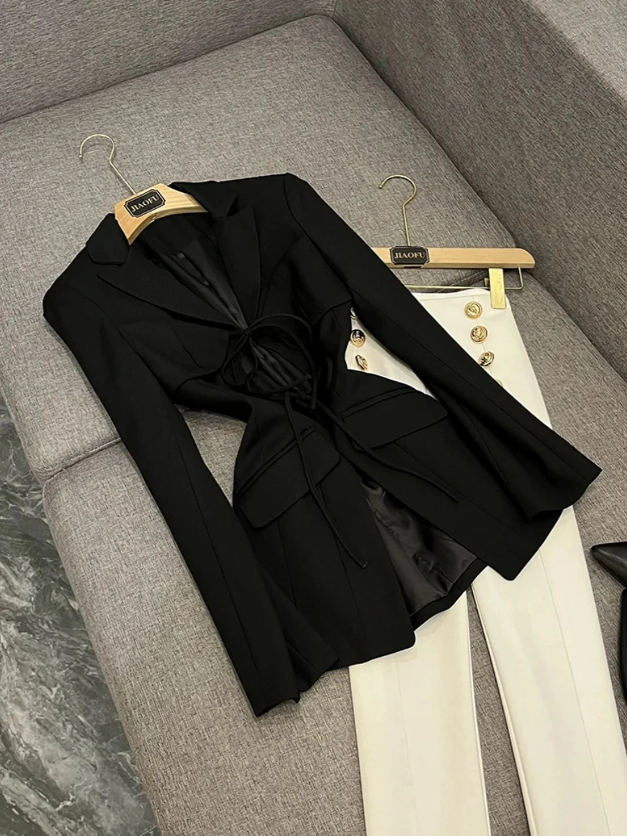 

Женское пальто средней длины с эффектом похудения, асимметричным дизайном и вырезами, с поясом, для повседневной носки, с длинными рукавами