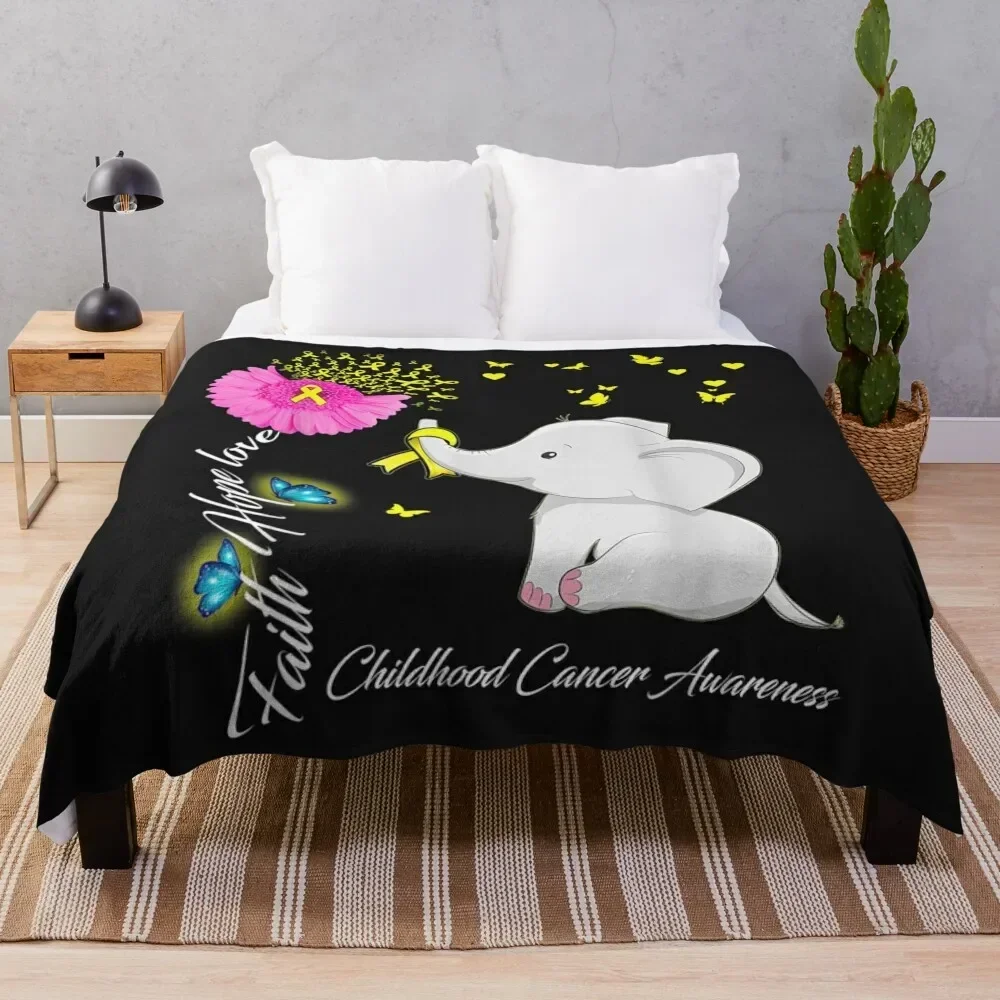 

Elephant Faith Hope Love Childhood Cancer Awareness Throw Blanket Bed Fashionable Bed Decorative Throw Blankets