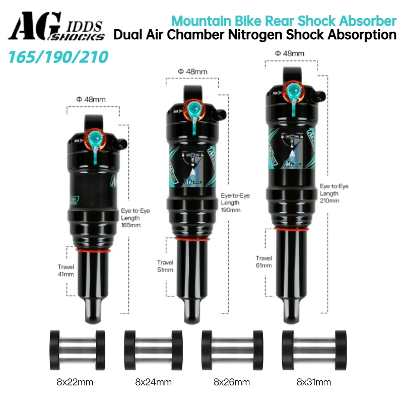 

MTB Rear Shock Absorber Dual Air Chamber 3-Stage Lockout Adjustable Damping Downhill Softail Bike Rear Shock Cycling Parts