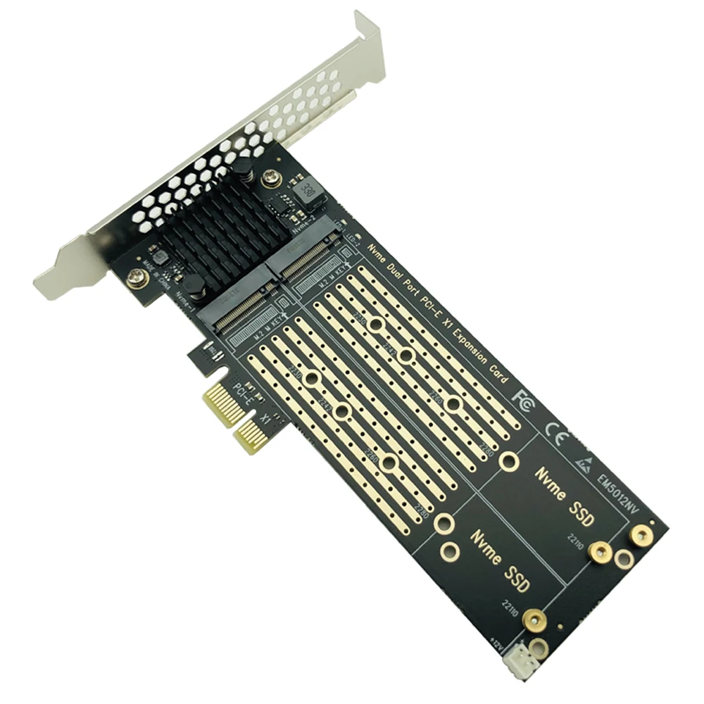 

PCIe X1 2Port NVME M Key SSD Converter Add On Cards M.2 PCI Express X1 Adapter Expansion Card Riser PCIe To M2 NVME Adapter Card