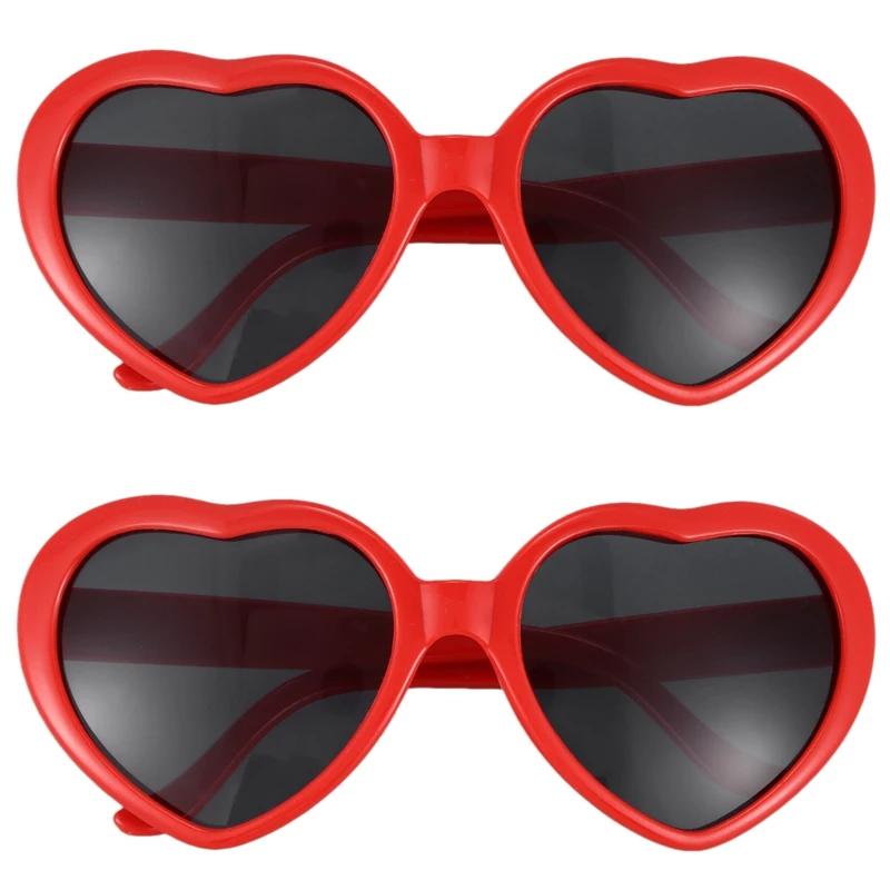 

2X Fashion Cute Retro Love Heart Shape Lolita Sunglasses Fancy Dress Party HOT - Red