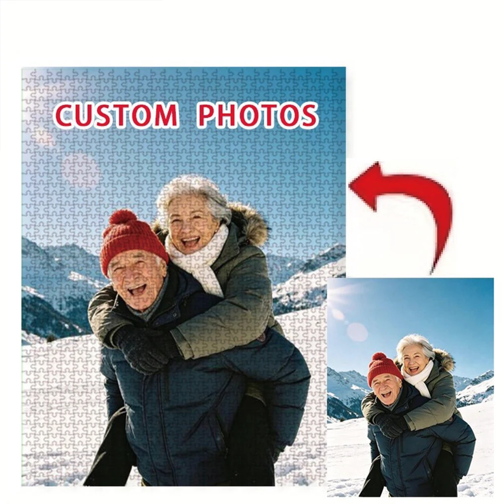 35/300/500/1052pcs Personalized Custom Photo Puzzle Selfie Photo Father's Day Back To School Halloween Christmas New Year