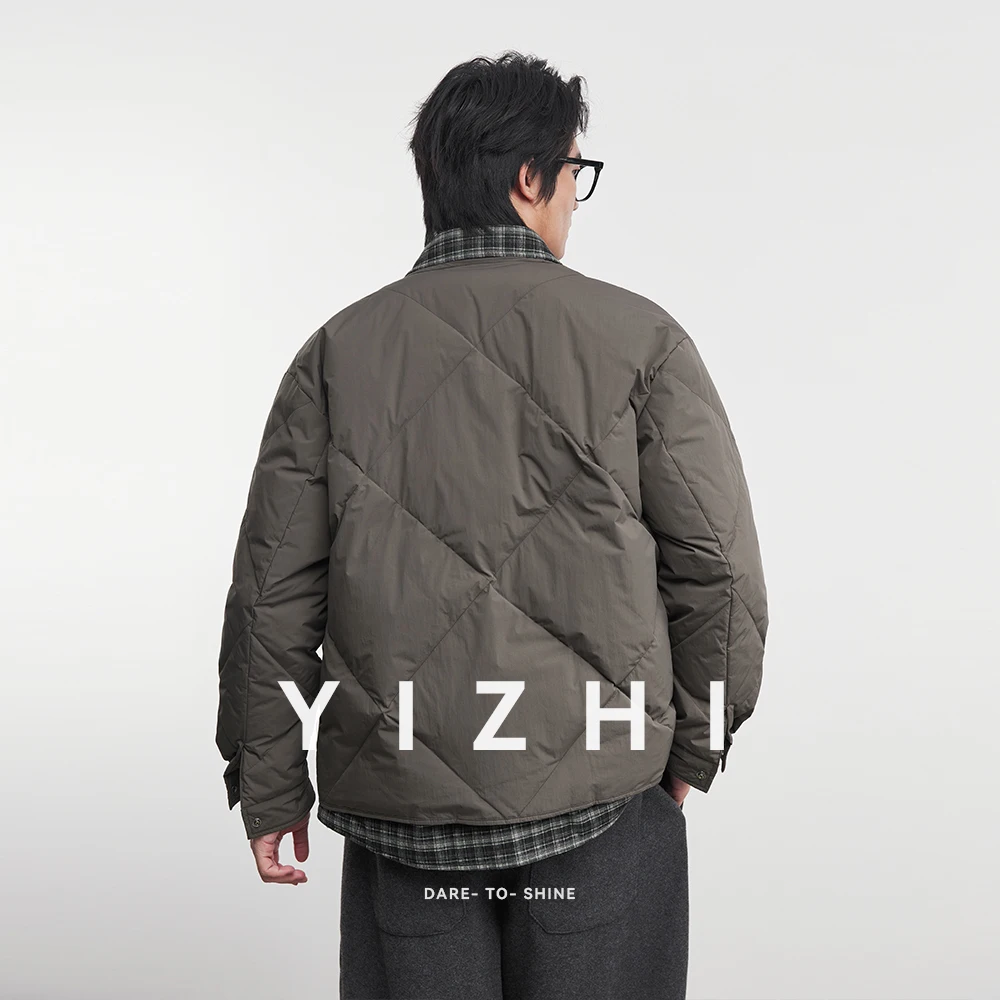 أزياء الرجال 90% الأبيض بطة أسفل فو قطعتين منقوشة المرقعة التلبيب أسفل سترة 2025 الشتاء الرجال ملابس خارجية دافئة سترة