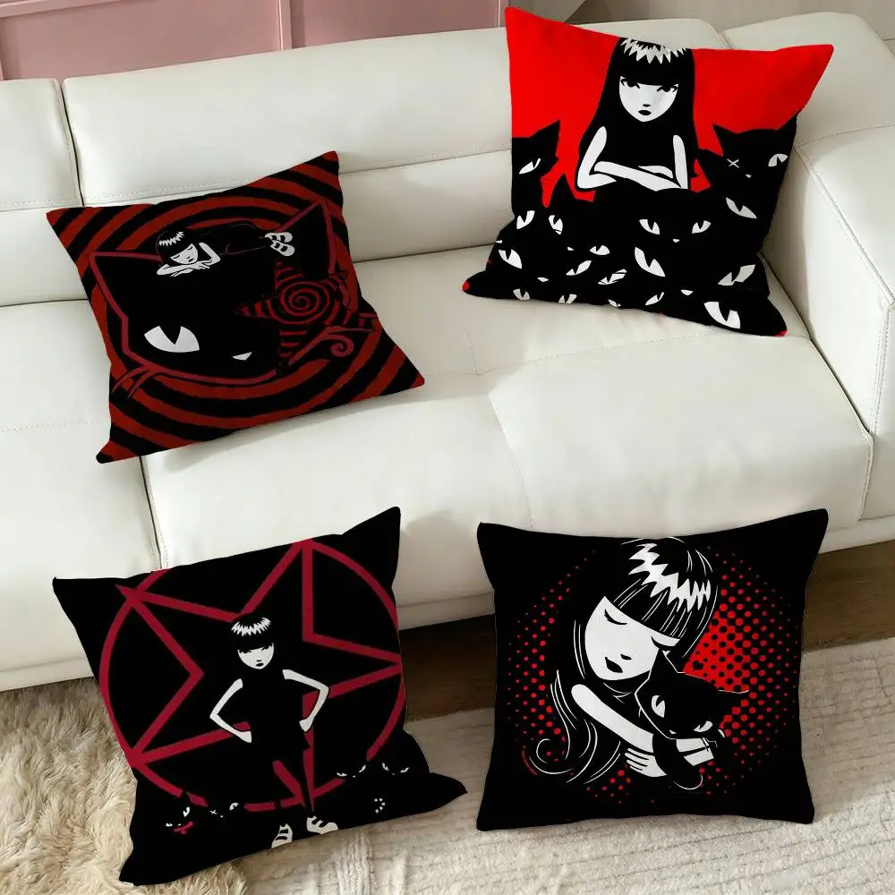 E-Emily the strange  Pillow Case Square Double-Sided Sofa Cushion Cover Bedroom Bedside Pillow
