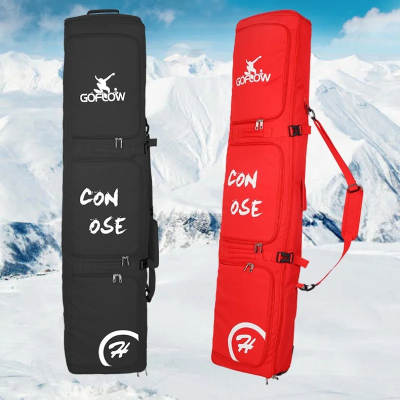 

Skiing Bags Adjustable Wheeled Ski Snowboard Bag Dual Shoulder Backpack Detachable Straps Padded Extra Long Airline Travel