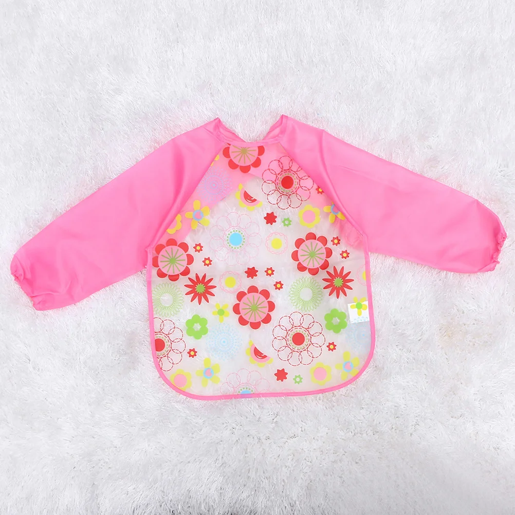 2Pcs Baby Waterproof Art Aprons Long Sleeve Cartoon Design Kids Painting Clothes Pink Sunflower Blue Reusable Easy Clean