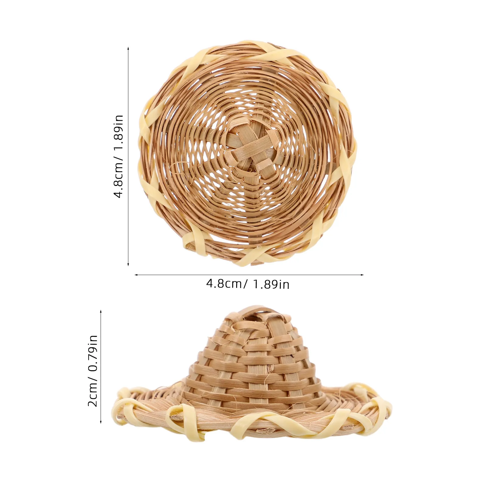 5Pcs Mini Straw Hats Handwoven Rattan for Crafts DIY Accessories Miniature Hat Decoration Tiny Hats for Dollhouse Projects