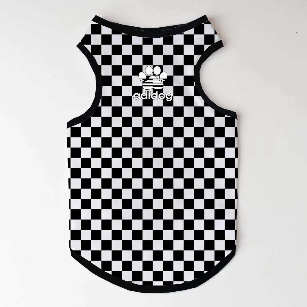 Checkerboard Print Pet Clothing Simple and atmospheric mesh pullover for large and medium-sized dogs Casual sleeveless pet T