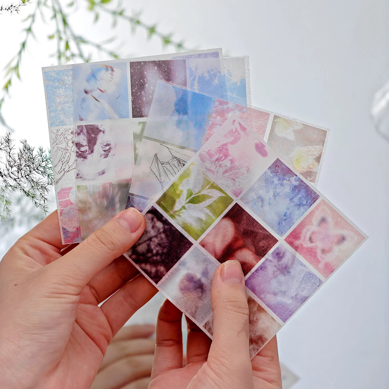 غرامة بريق فيلم الرمال ملصقات مسطحة غالاكسي Egret سلسلة الكورية Ins نمط كتيب المواد الكولاج DIY ملصقات الزخرفية