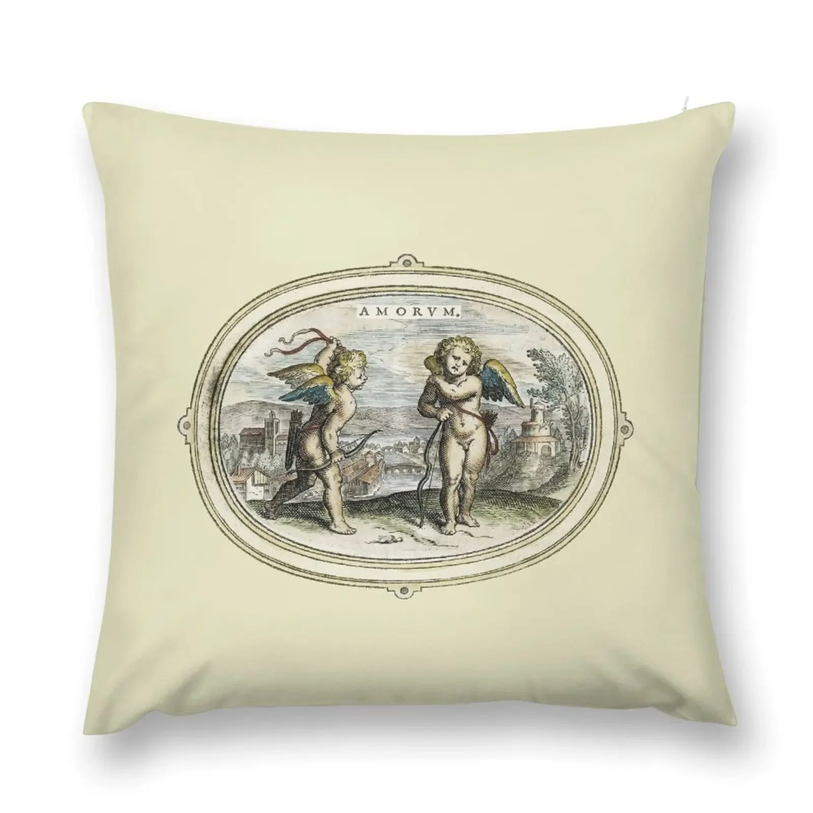 Love Hurts / Antique Lithograph of Cupids Throw Pillow autumn pillowcase Marble Cushion Cover Sofa Cushion Cover pillow