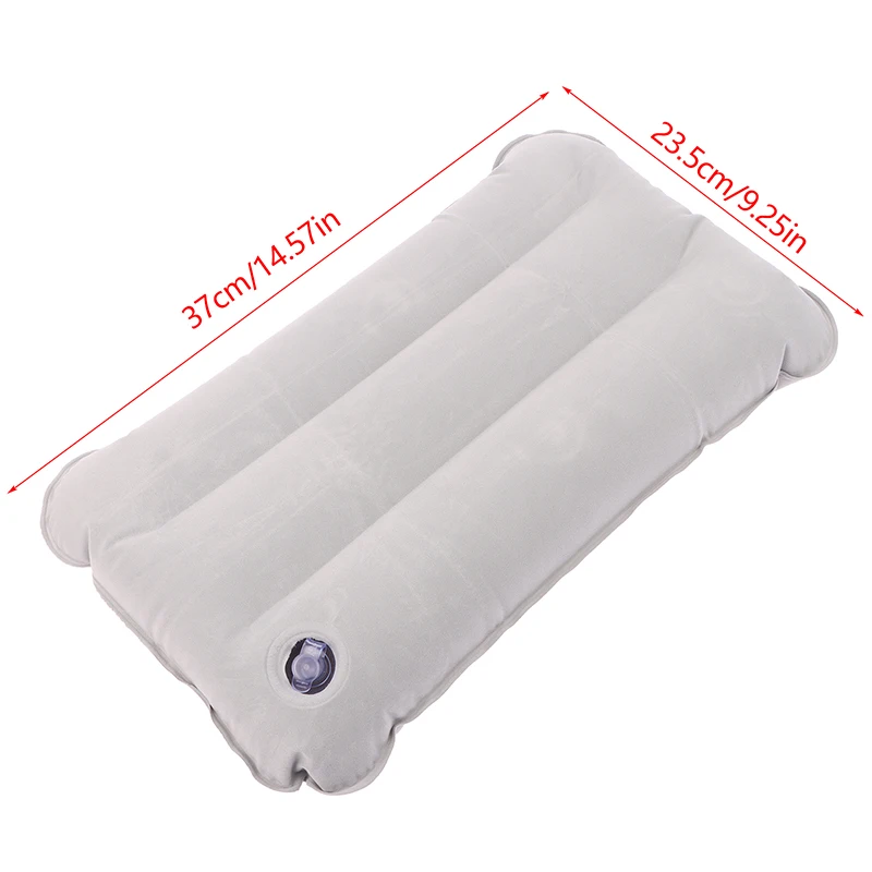 Portable Inflatable Flocking PVC Pillow Camping Sleeping Air Pillow For Travel Outdoor Hiking Flight Foldable Head Rest Pillow