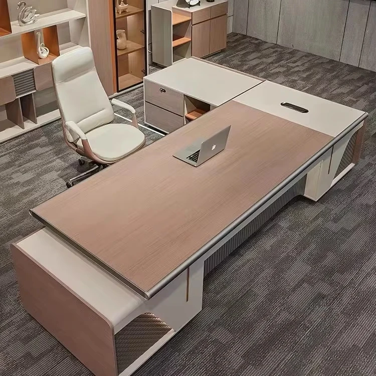 Light Color L-Shaped Executive Computer Desk Commercial Business Furniture Design Manager Office Desk