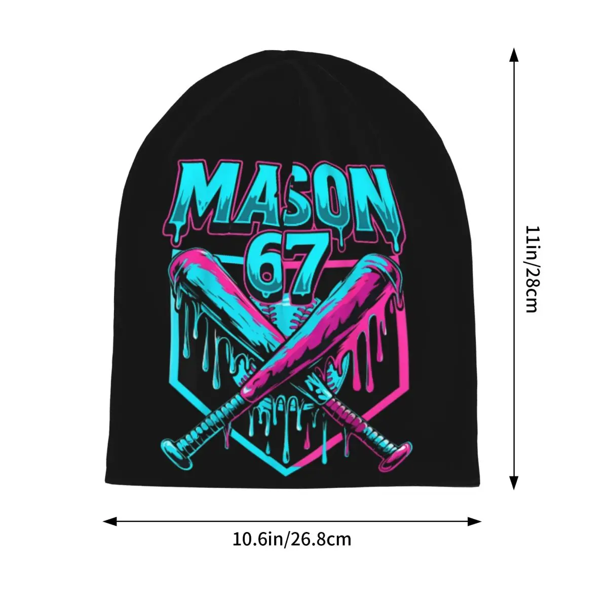 Mason 67 Funny Ice Cream Drip Baseball Meme Graphics Skullies Beanies Hats Unisex Outdoor Caps Warm Multifunction Bonnet Hat