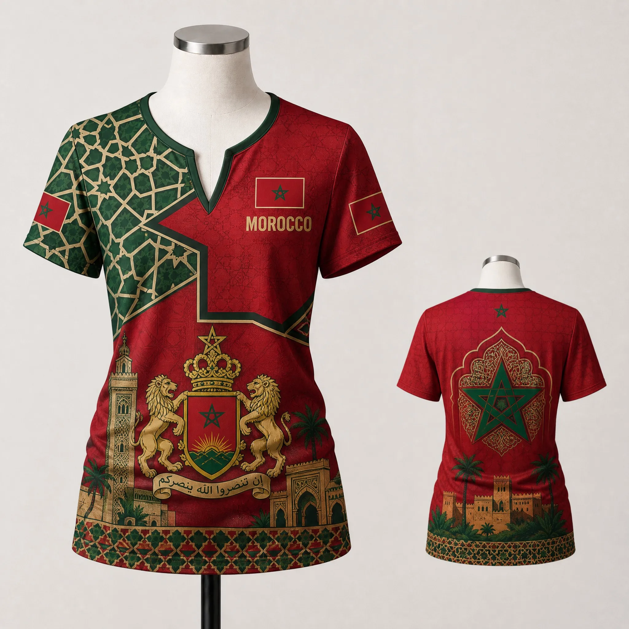 Womens V Neck Short Sleeve Morocco T Shirt Mosaic Palace Skyline Graphic Casual Summer Tee Exotic Cultural Daily Wear Soft Touch - view 4