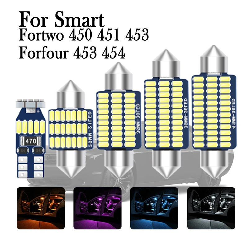 

Car LED Interior Lights Canbus For Smart Fortwo Forfour 450 451 453 454 EQ 2004 2005 2006 2007 2008 2009 2016 2019 Accessories